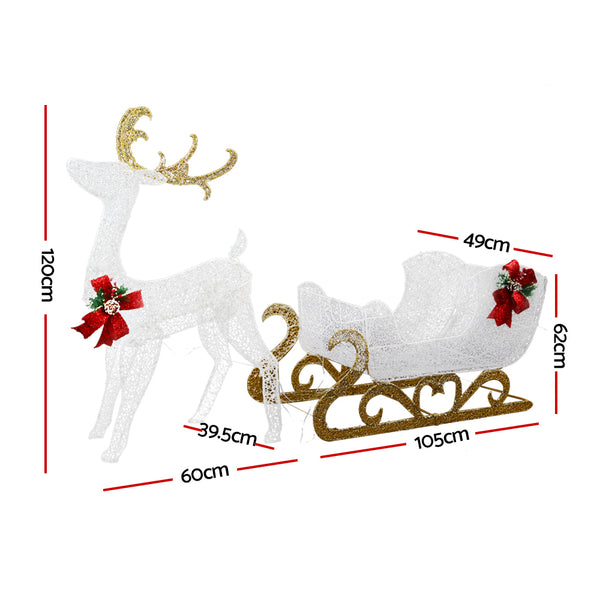 LED Christmas Lights Reindeer Sleigh Decorations Jingle Jollys
