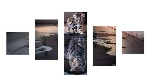 FULL DRILL 5D DIY DIAMOND PAINTING KITS MULTI PANEL MODERN ART CAT