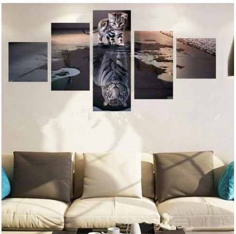 FULL DRILL 5D DIY DIAMOND PAINTING KITS MULTI PANEL MODERN ART CAT
