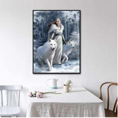 FULL DRILL 5D DIY DIAMOND PAINTING KITS WINTER BEAUTY AND ANIMAL WOLF