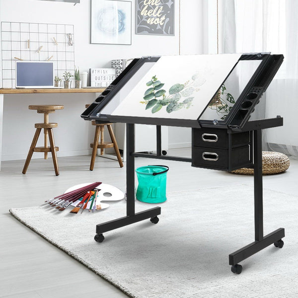 Drawing Desk Drafting Table Set With Stool Tilt Art Craft