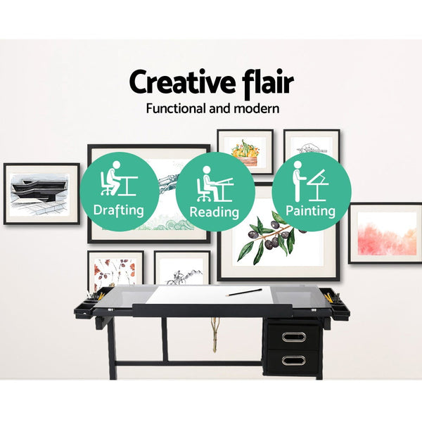 Drawing Desk Drafting Table Set With Stool Tilt Art Craft