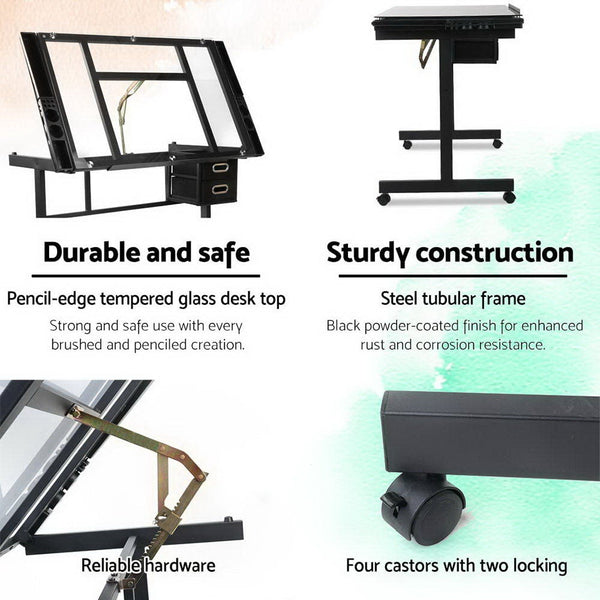 Drawing Desk Drafting Table Set With Stool Tilt Art Craft