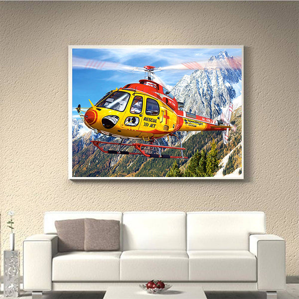 5d Diamond Painting Helicopter Square DIY Diamond Landscape Painting