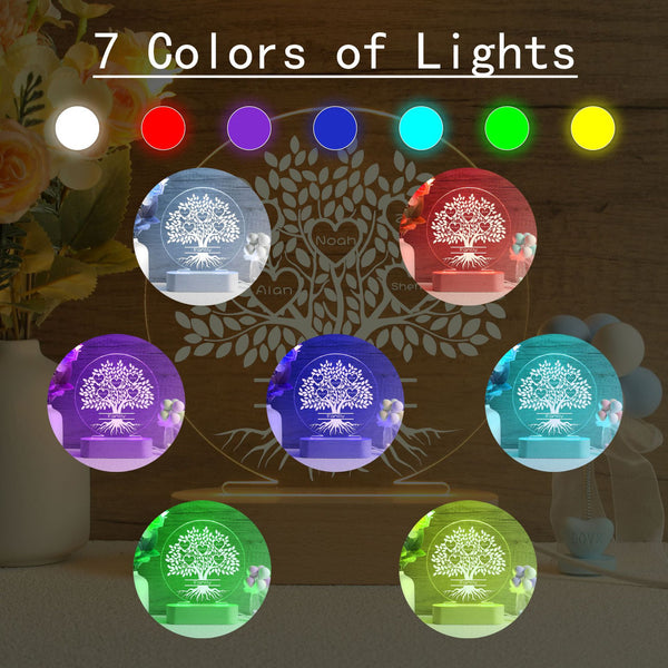 Family Tree Name UV Printing USB Night Light