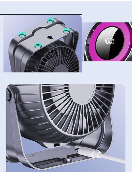Desk Fan, Small Quiet LED Display Portable Table Fans xmas gift