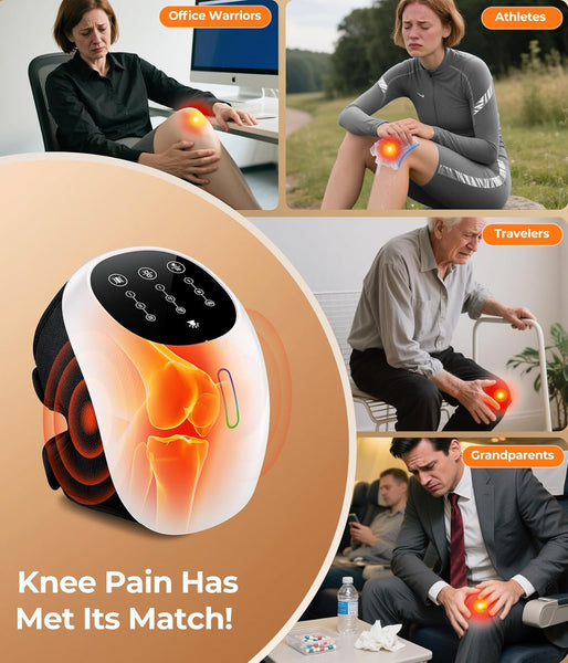 Cordless 360° Knee Massager: 3 Intensity Levels, Comfortable Wrap Design