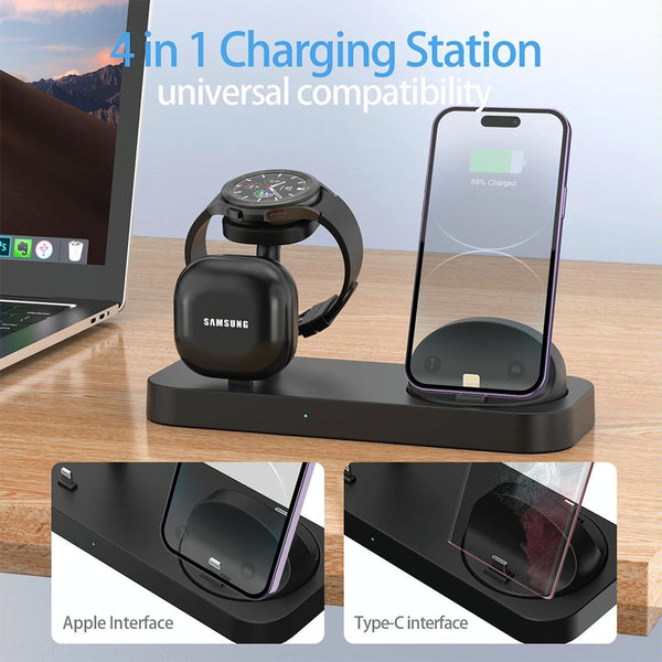 4 In 1 Type C Charging Stand For Samsung Watch And Galaxy Buds - White