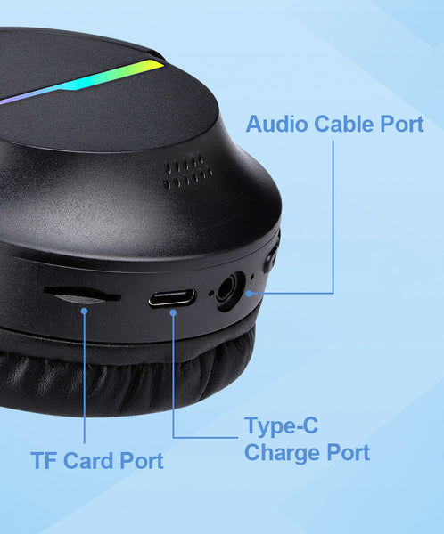 Black Wireless Gaming Headphones with Lights