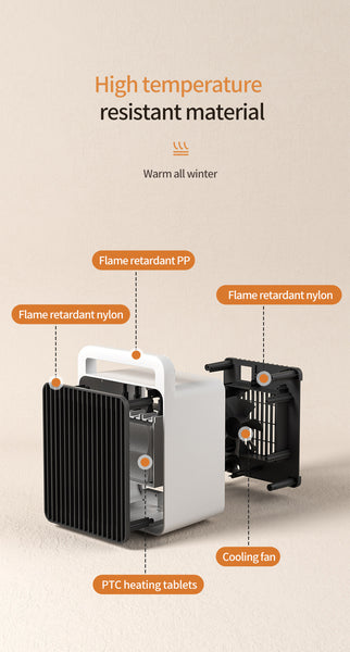 Mini Table Heater - with tip-over and overheating protection, suitable for office and home