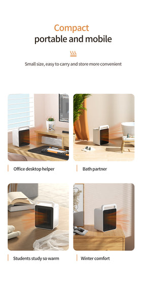 Mini Table Heater - with tip-over and overheating protection, suitable for office and home