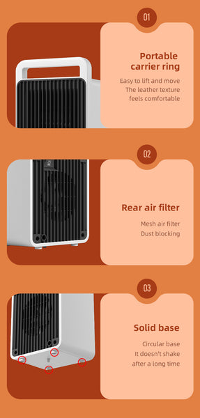 Mini Table Heater - with tip-over and overheating protection, suitable for office and home