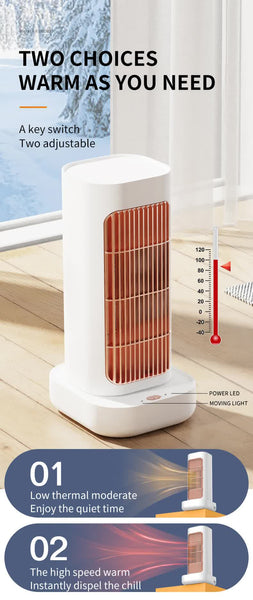Portable Electric Heater with Oscillation & Tip-Over Protection- 2 Heat Settings, Mini Tower