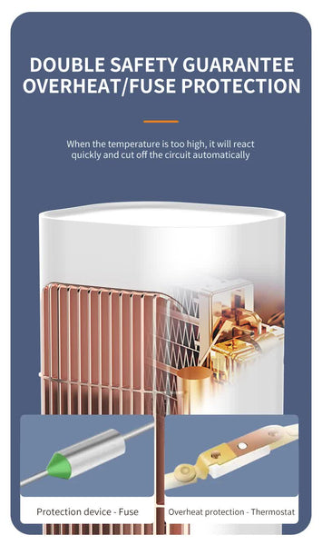 Portable Electric Heater with Oscillation & Tip-Over Protection- 2 Heat Settings, Mini Tower