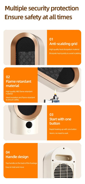 Portable Electric Ceramic Heater - Quiet, Safe & Efficient for Small Spaces