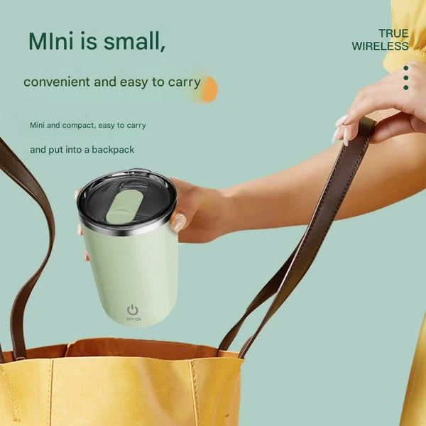 Mini Portable Electric Self-Stirring Mug - USB-C Rechargeable, 4-Hour Use, Stainless Steel (pink)