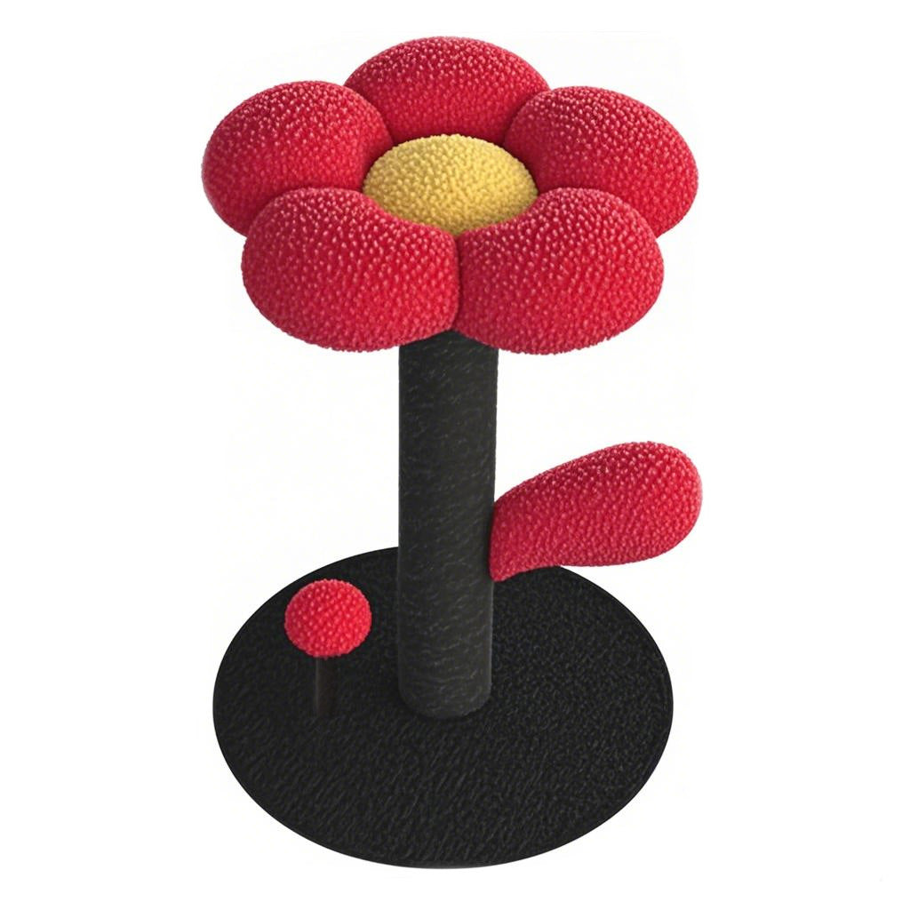Adorable Flower Cat Tree - Plush Perch, Sisal Scratching Post & Spring Ball Toy Red & black