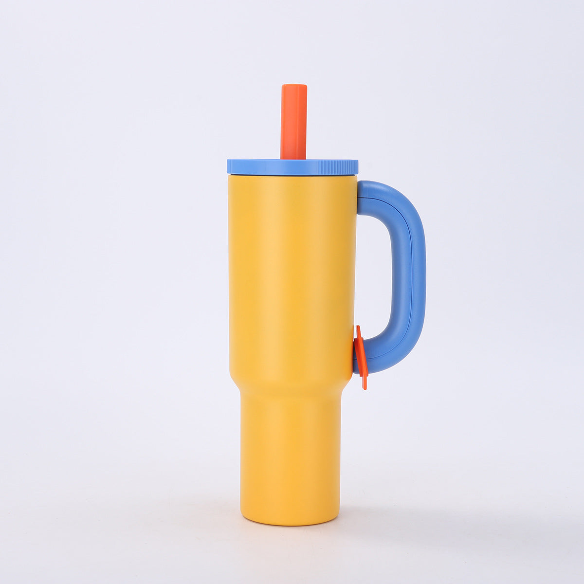 Yellow-blue 40oz Macron Stainless Steel Insulated Tumbler with Handle and Straw