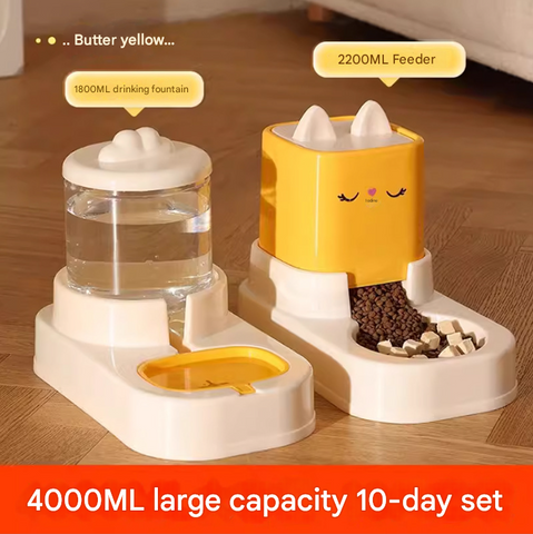Automatic Pet Feeder and Water Dispenser Set - Large Capacity Gravity Food & Water Combo for Cats & Dogs