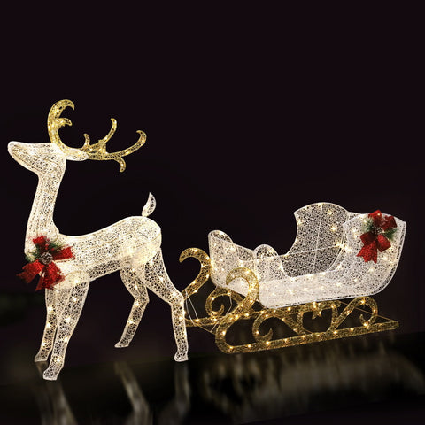 LED Christmas Lights Reindeer Sleigh Decorations Jingle Jollys