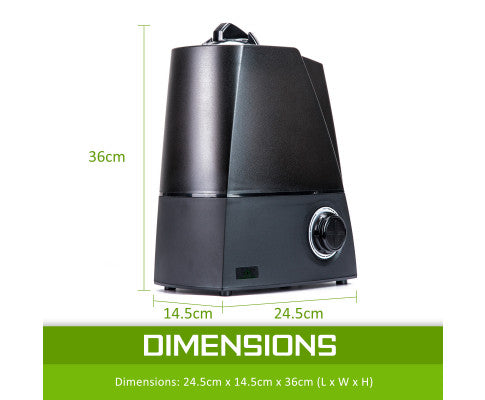 Air Humidifier Ultrasonic Cool Diffuser 6L BLACK
