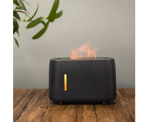 Essential Oil Aroma Diffuser and Remote - Grey 240ml Flame Fire Style Air Humidifier