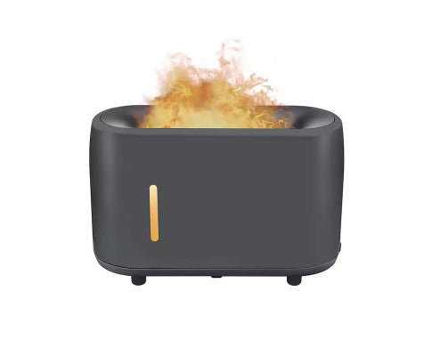 Essential Oil Aroma Diffuser and Remote - Grey 240ml Flame Fire Style Air Humidifier