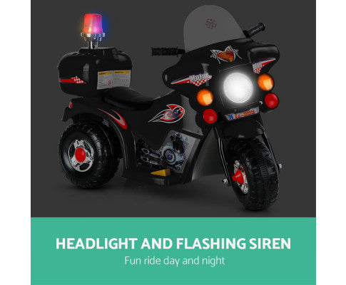Rigo Kids Electric Ride On Police Motorcycle Motorbike 6V Battery Black