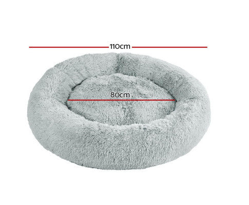 i.Pet Pet Bed Dog Cat 110cm Calming Extra Large Soft Plush Light Grey