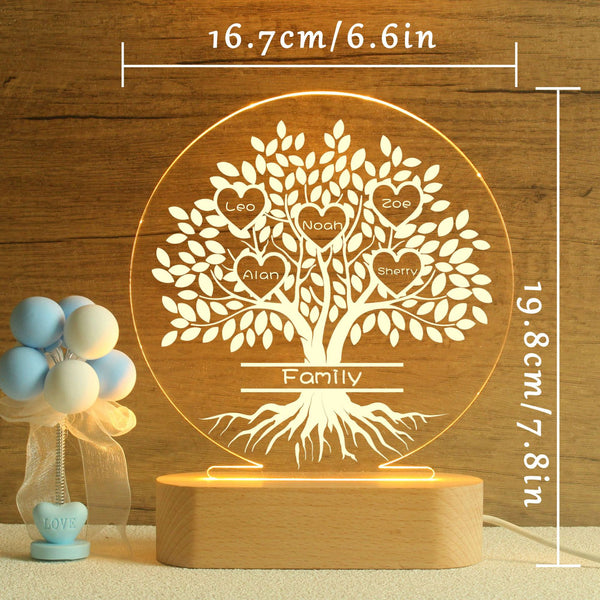 Family Tree Name UV Printing USB Night Light