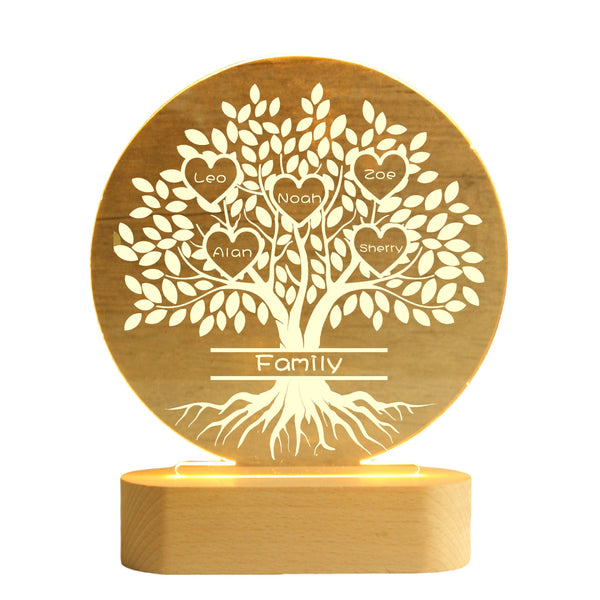 Family Tree Name UV Printing USB Night Light