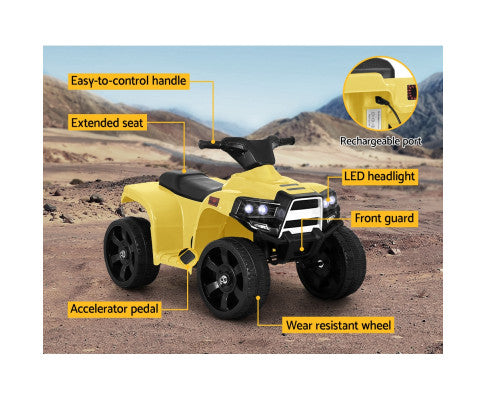 Rigo Kids Ride On ATV Quad Motorbike Car 4 Wheeler Electric Toys Battery Yellow