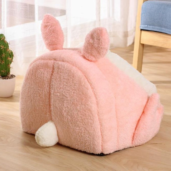 Bejirog Pink Screaming Rabbit Cat Nest Autumn And Winter Semi-closed Cat House