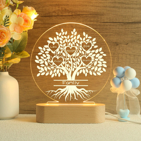 Family Tree Name UV Printing USB Night Light