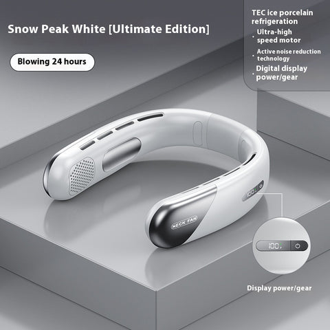 Rechargeable Portable Wearable Fan with Adjustable Speed- White 2400mAh