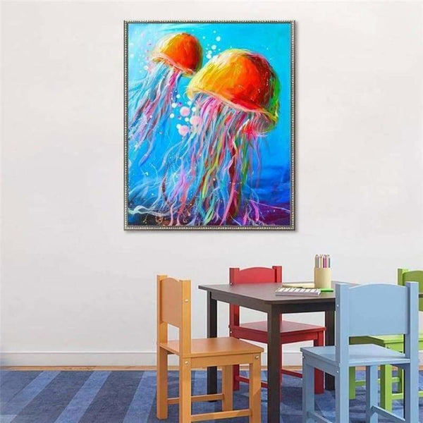 5D DIY Diamond Painting Kits Colorful Jellyfish 50x70 Square Drill