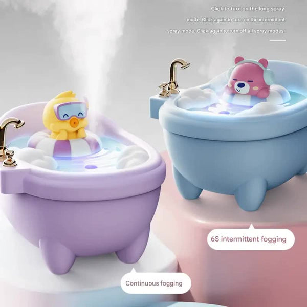 Bathtub Humidifier with Colorful Night Light - USB-C, 340ml, Auto Shut-Off (Purple Duck)
