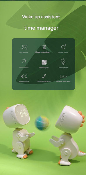 Adorable Dinosaur Alarm Clock & Visual Timer - Kids' Wake-Up Helper with Night Light & Multiple Ringtones(pink)