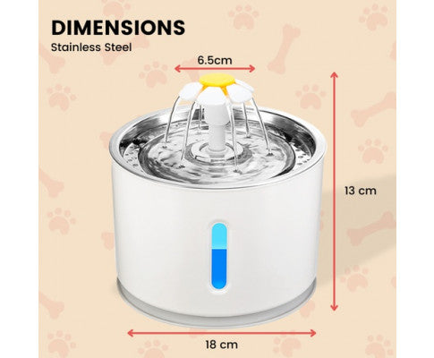 Floofi Pet Water Fountain 2.4L with Stainless Steel FI-WD-107-ZM