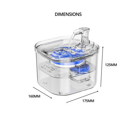 FLOOFI 2L Pet Water Fountain for Cats and Small Dogs
