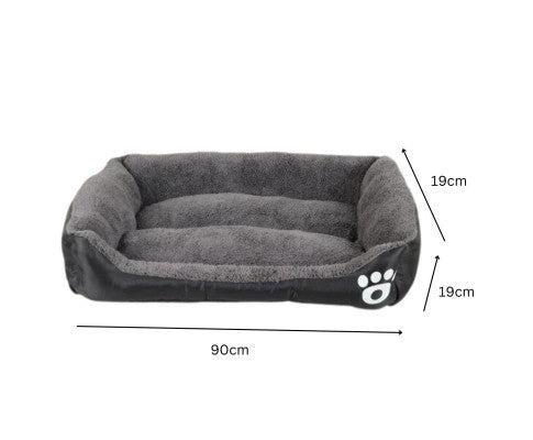 FLOOFI Pet Bed Square XL Size (Black+Dark Grey) FI-PB-303-XL
