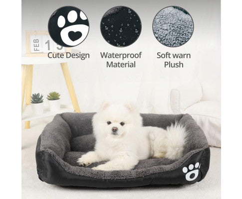FLOOFI Pet Bed Square XL Size (Black+Dark Grey) FI-PB-303-XL