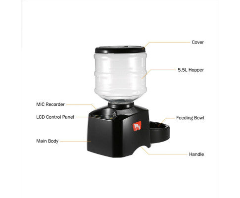 5.5L Automatic Pet Feeder Cat Dog Smart Food Dispenser Self Feeding Meal Bottle