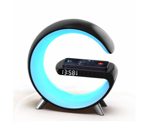 VOCTUS 5 in 1 Bedside Table Lamp with 15W Quick Wireless Charger (Black)