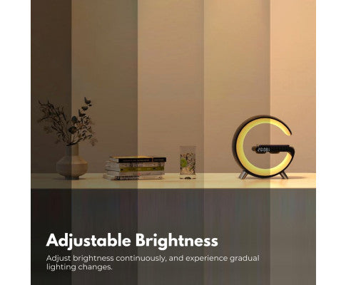VOCTUS 5 in 1 Bedside Table Lamp with 15W Quick Wireless Charger (Black)