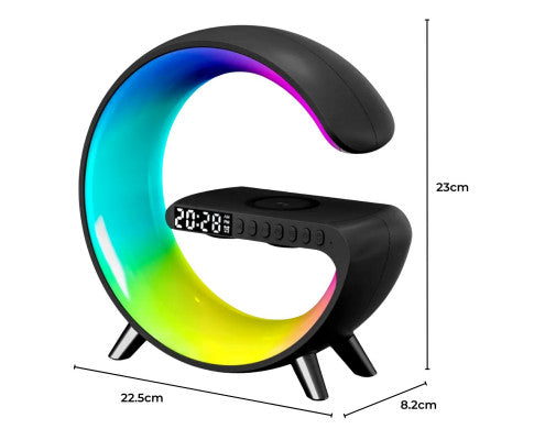 VOCTUS 5 in 1 Bedside Table Lamp with 15W Quick Wireless Charger (Black)