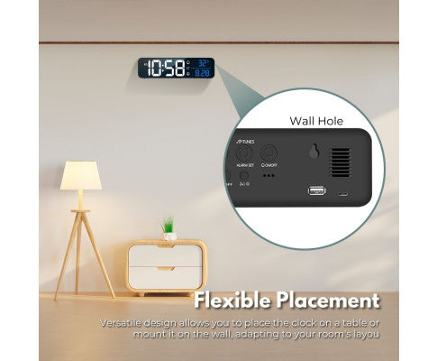 Digital Clock Mirrored Black - GO-CK-103-FKT
