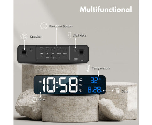 Digital Clock Mirrored Black - GO-CK-103-FKT