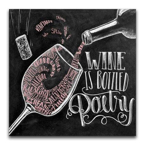 DRILL BLACKBOARD WINE GLASS FULL DRILL - 5D DIY DIAMOND PAINTING KITS 30x30