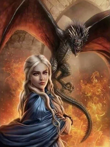 Full Drill  5D DIY Diamond Painting Kits Cartoon Girl & Dragon 40X50